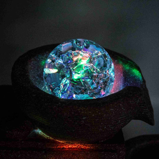 Buddha Hand & Head Tabletop Water Feature top view of crystal