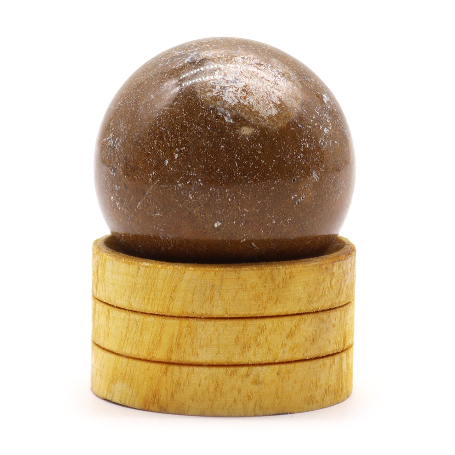 Gemstone Sphere 40mm - Ocean Agate with Stand on a white background