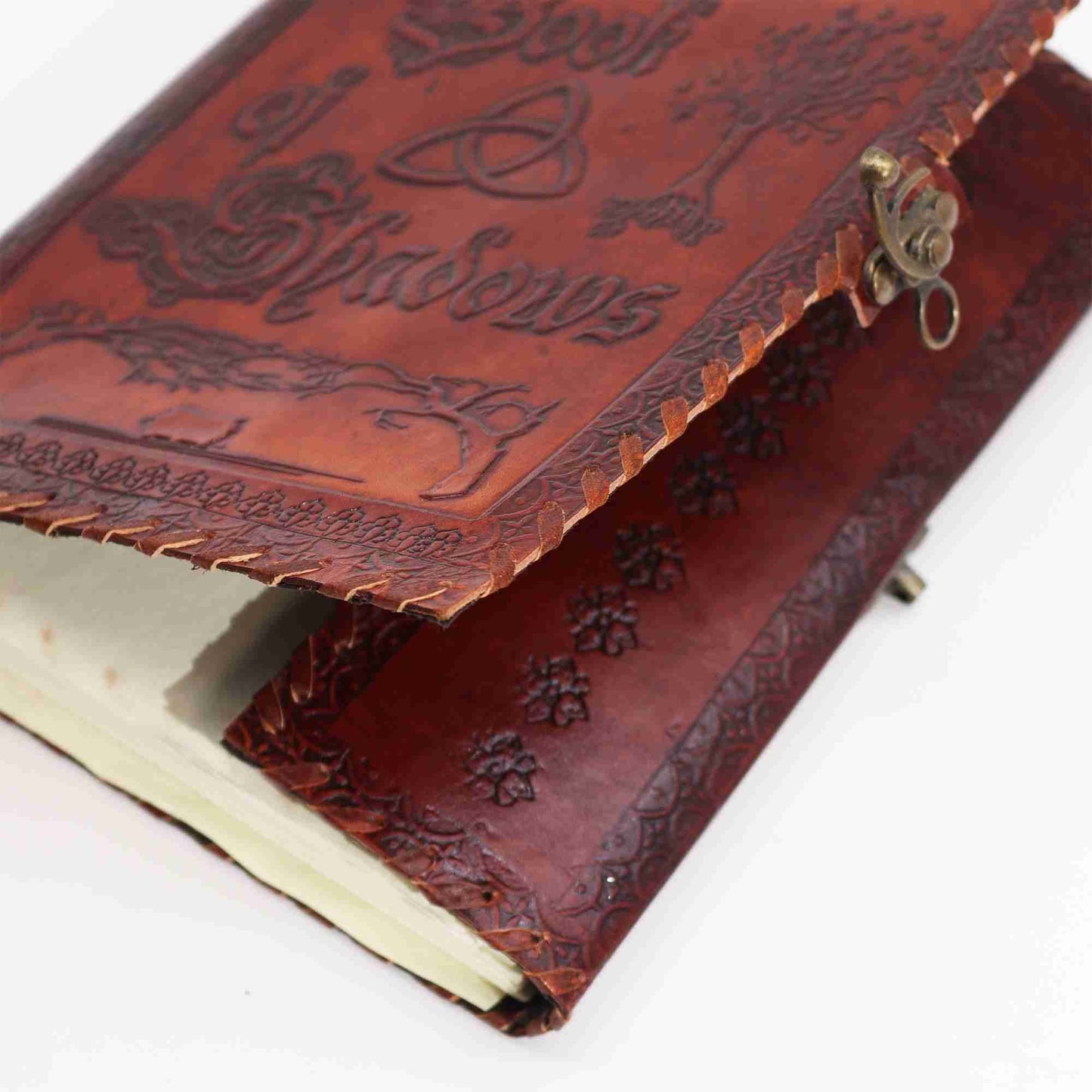 Large Book of Shadows - Dark Tan - 200 pages decle-edged open view