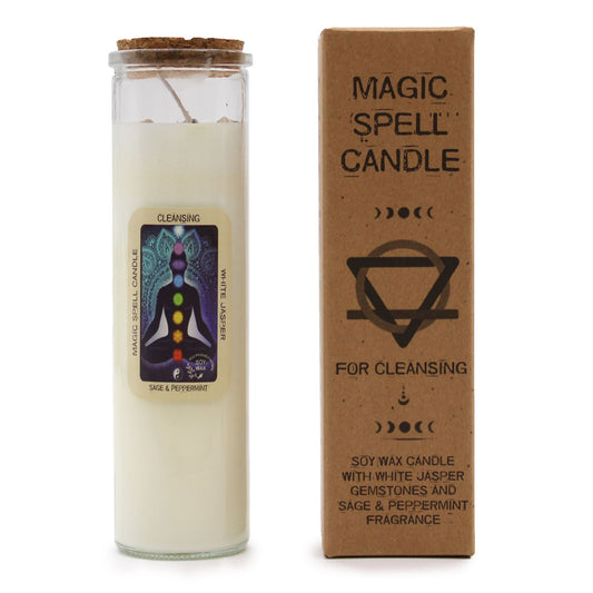 Magic Spell Candle - Cleansing, Sage and Peppermint Fragrance, with packaging