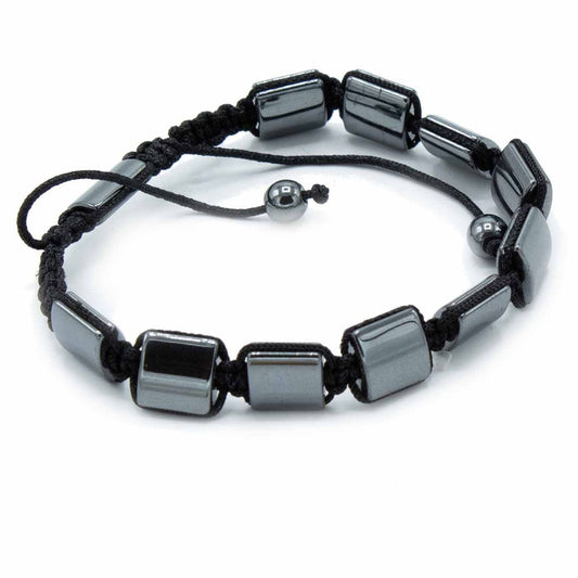 Magnetic Hematite Shamballa Bracelet - Double Cuboids, Full View.