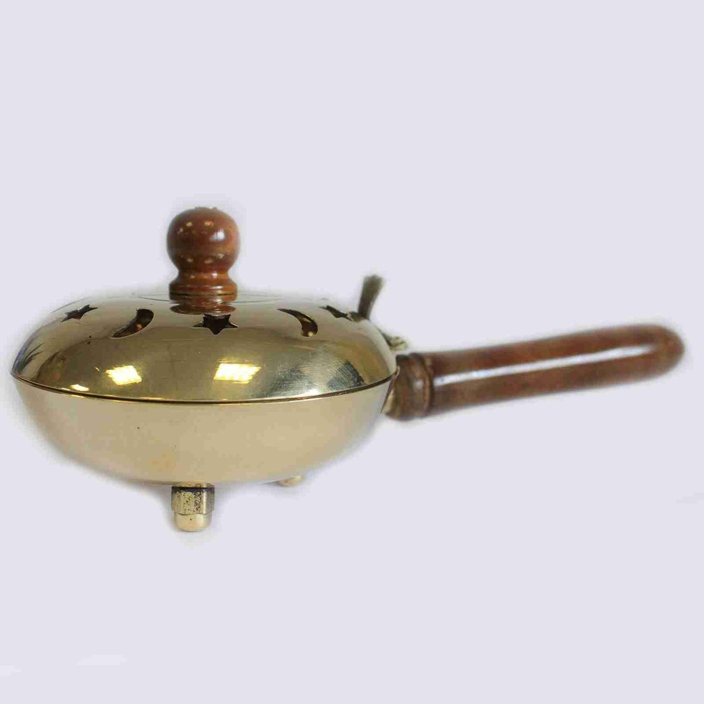 Pentagram Incense Butler with Wooden Handle side view