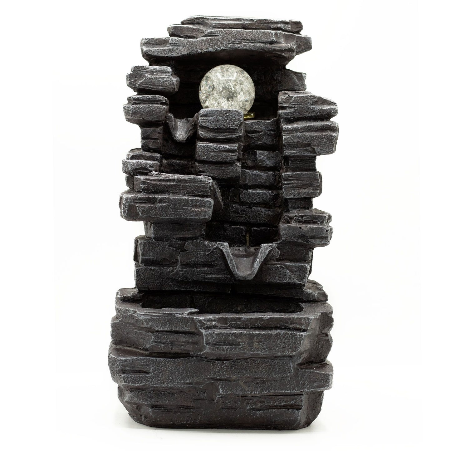 35cm natural rock water fountain with crystal ball - zen meditation tabletop feature