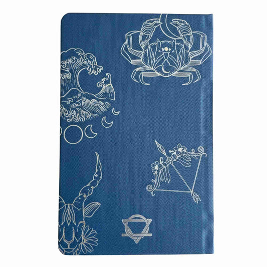 Midnight Blue Wellness Journal - 120 pages - Silver Zodiac Rear View