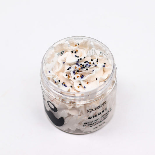 Ghost Whipped Soap 120g jar, open top view.