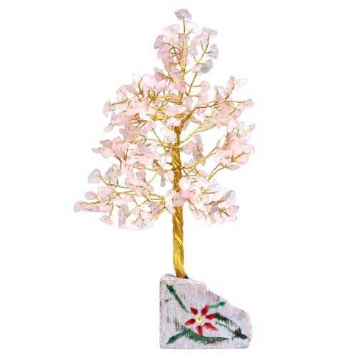 Indian Gemstone Tree - Rose Quartz (320 Stones) on a white background