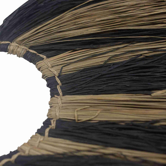 Large Seagrass Fan Wall Decor - Zebra - close up view