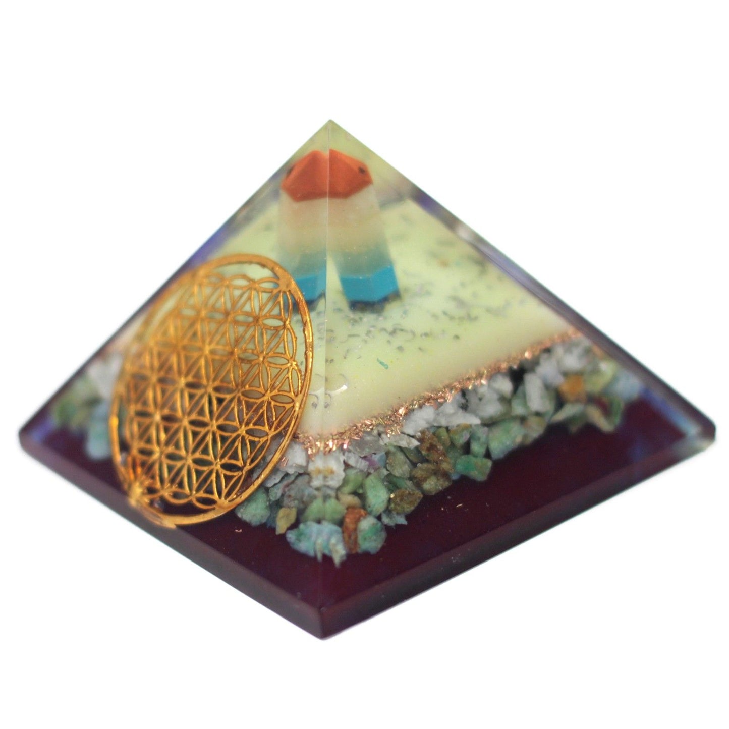 Large Orgonite Pyramid 80mm - Flower of Life Symbol