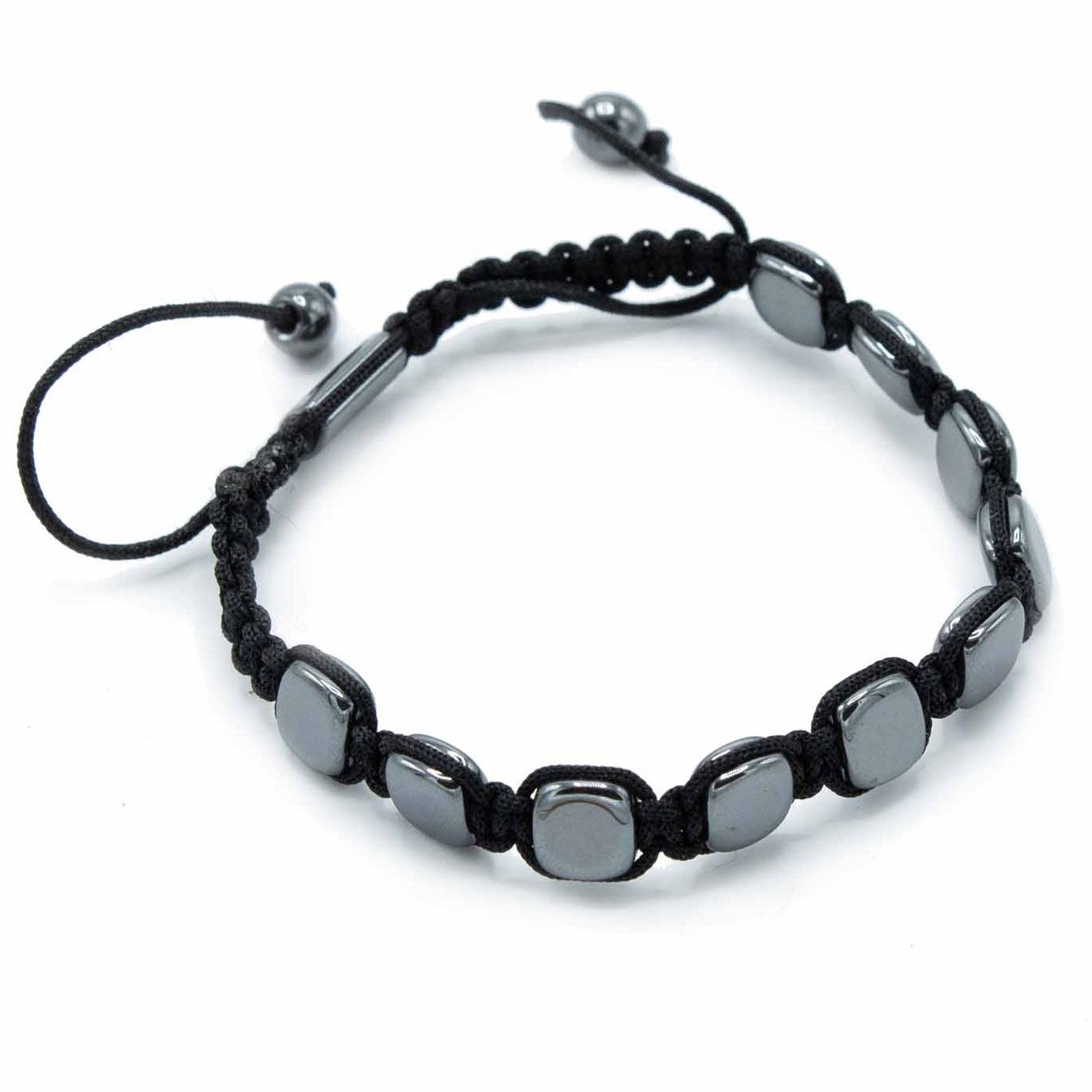 Magnetic Hematite Shamballa Bracelet - Round Corners, Full View.
