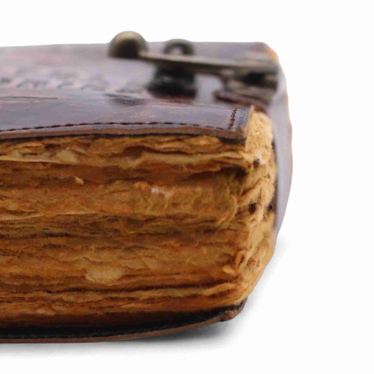 Fat Deckled Leather Notebook – The Book of Untold Stories close u view of pages