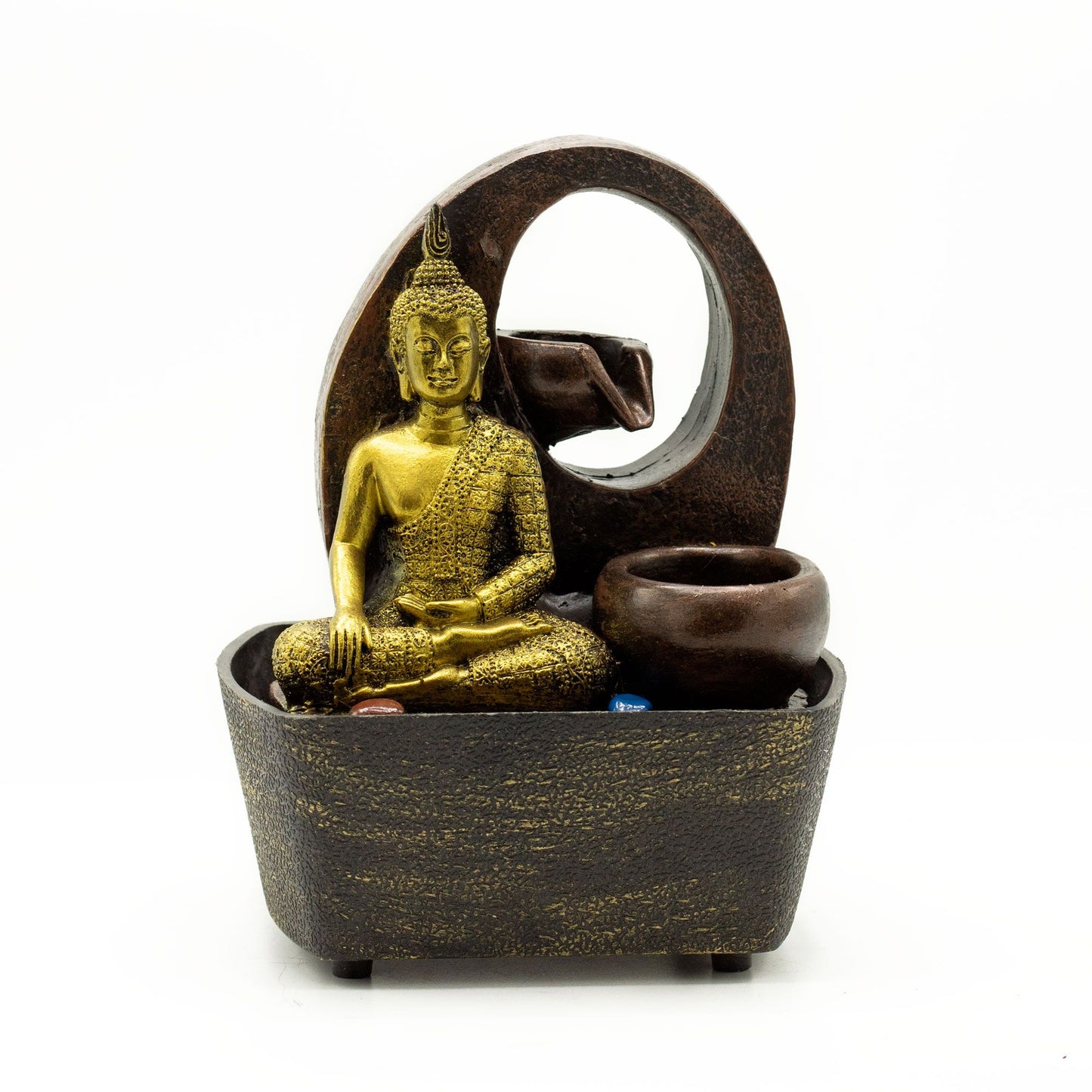21.5cm golden Buddha water fountain with pots - meditation zen home decor