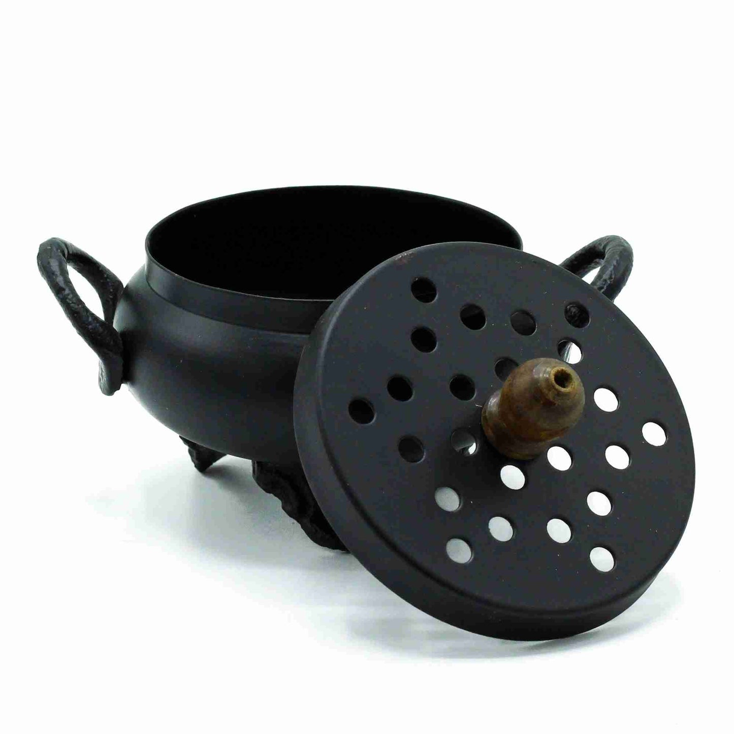 Classic Iron Cauldron Incense Burner on a white background