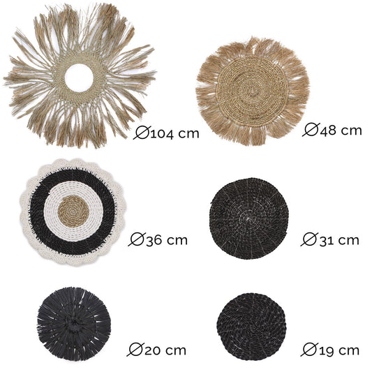 Set of Six Natural Wall Art - Abu-Abu Collection Sizes