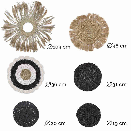 Set of Six Natural Wall Art - Abu-Abu Collection Sizes