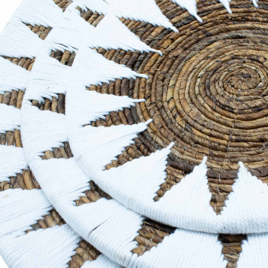 Set of Three Seagrass Bowls Wall Art - Cream close up view