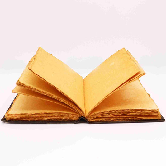 Heafty Brown Tan Book - Zinc Pentagon Decor - 200 Deckle Edges Pages open book view