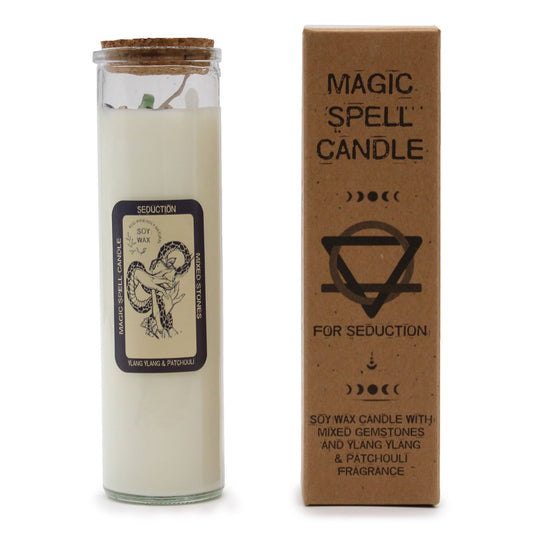 Magic Spell Candle - Seduction, Ylang Ylang & Patchouli Fragrance, with packaging