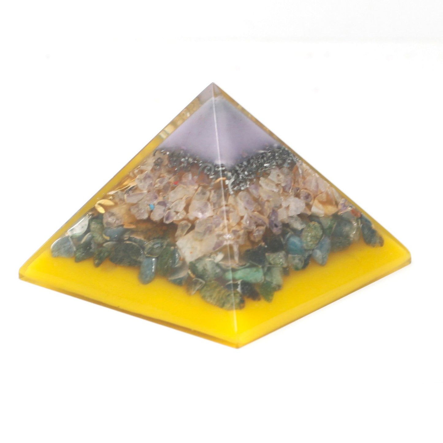 Large Orgonite Pyramid 70mm - Tree (Gold Base)