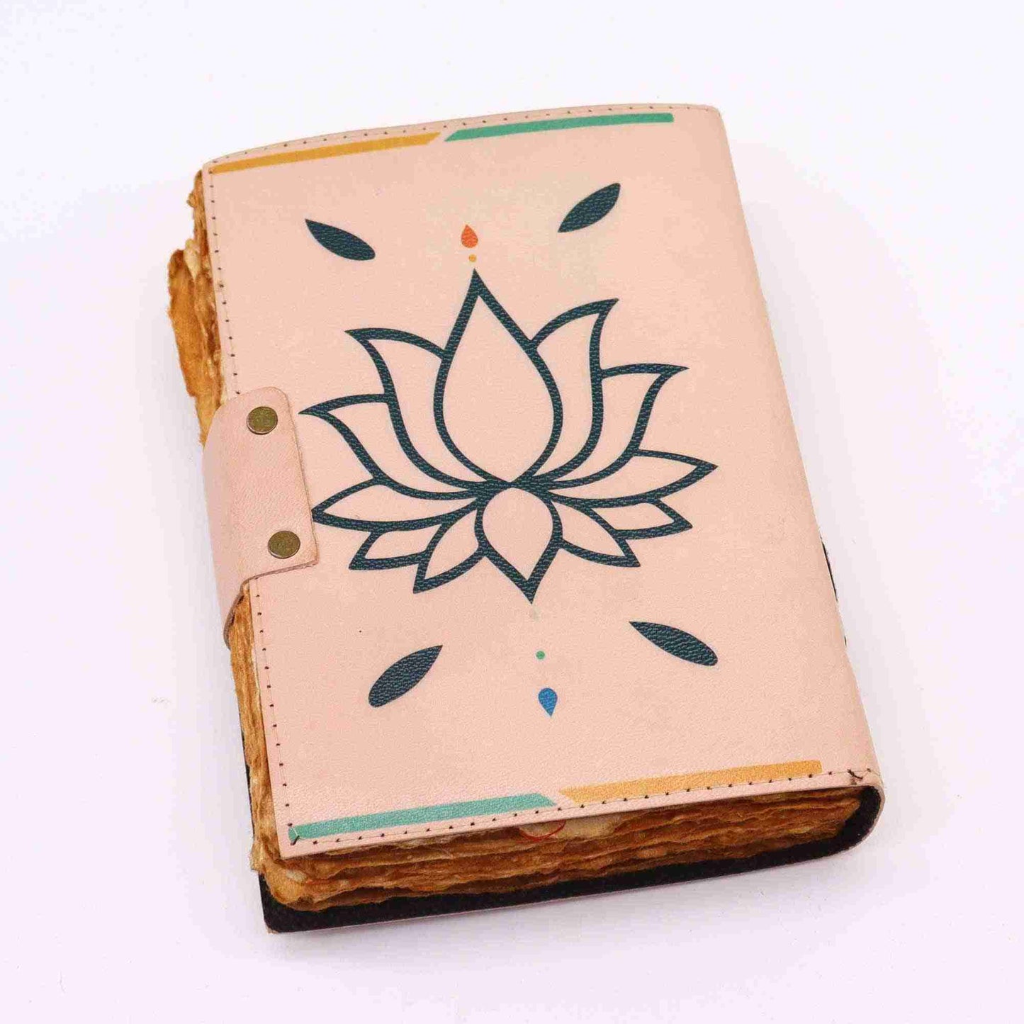 Leather Seven Chakra Colours Deckle-edge Notebook rear view