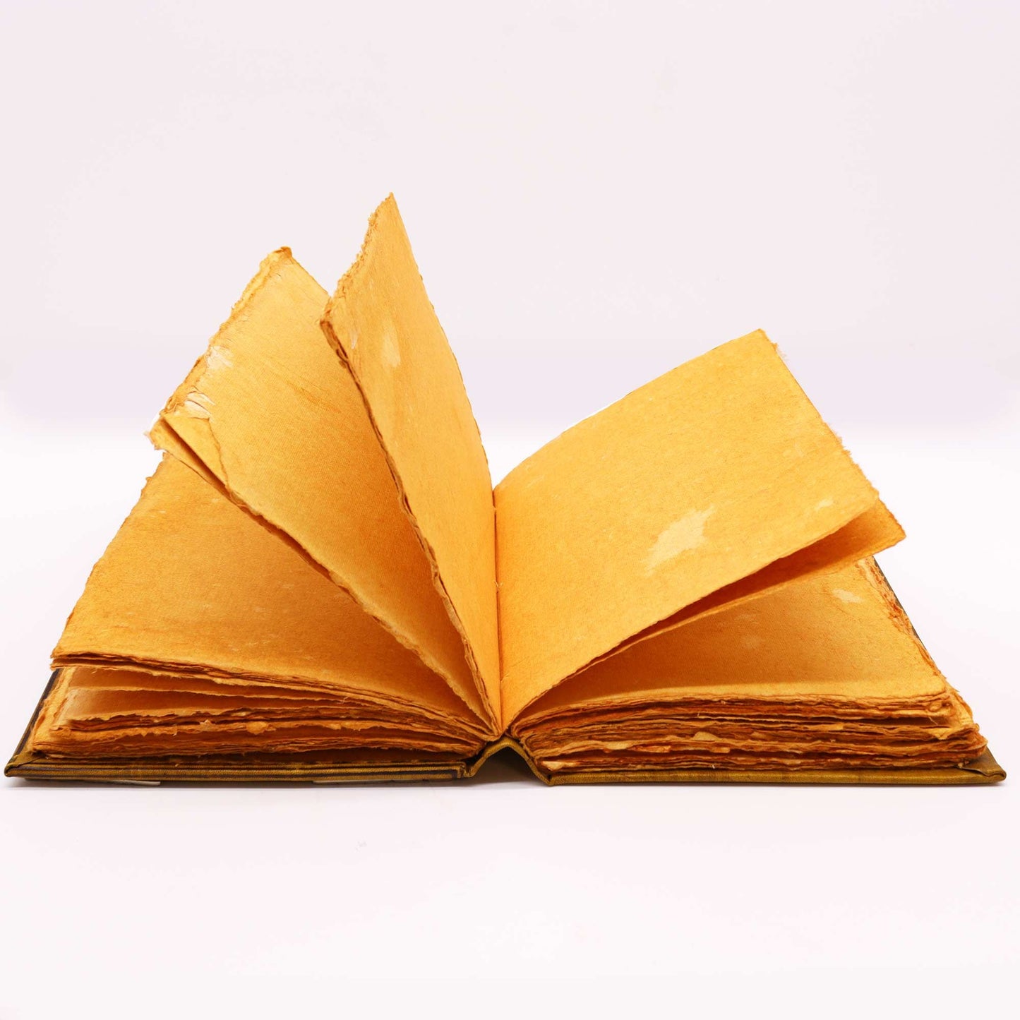 Heafty Coffee Tan Book - Zinc Owl Decor - 200 Deckle Edges Pages open book view