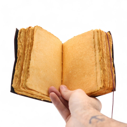 Fat Deckled Edge Leather Notebook – Every Day May Not Be Good open view of pages