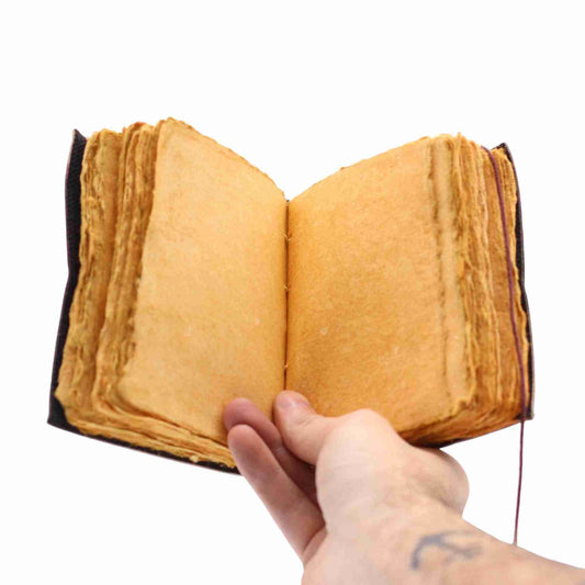 Fat Deckled Edge Leather Notebook – Every Day May Not Be Good open view of pages