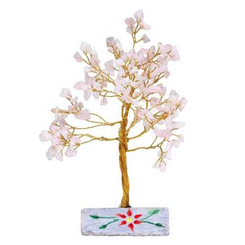 Indian Gemstone Tree - Rose Quartz (160 Stones) on a white background