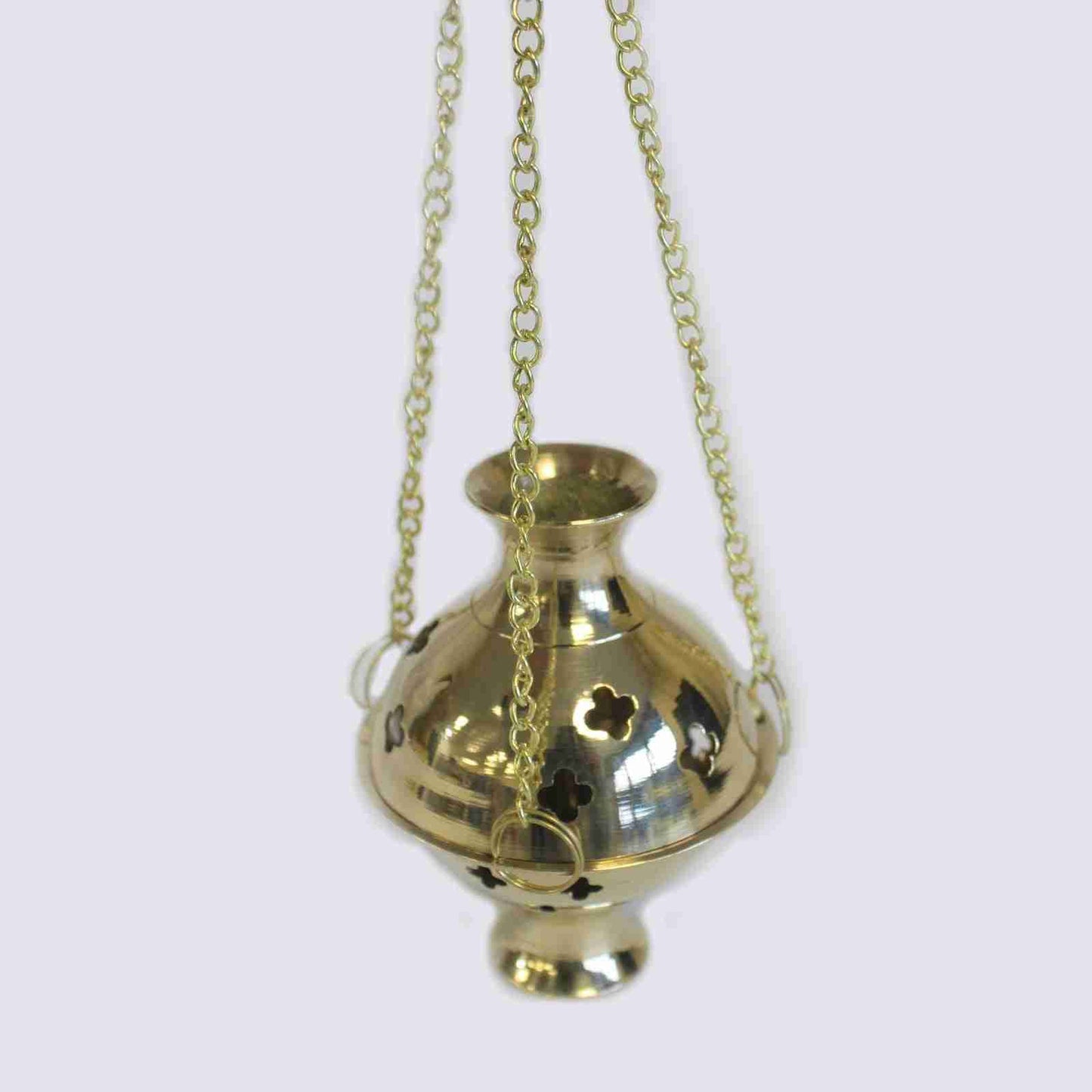 Hanging Brass Incense Burner on a white background
