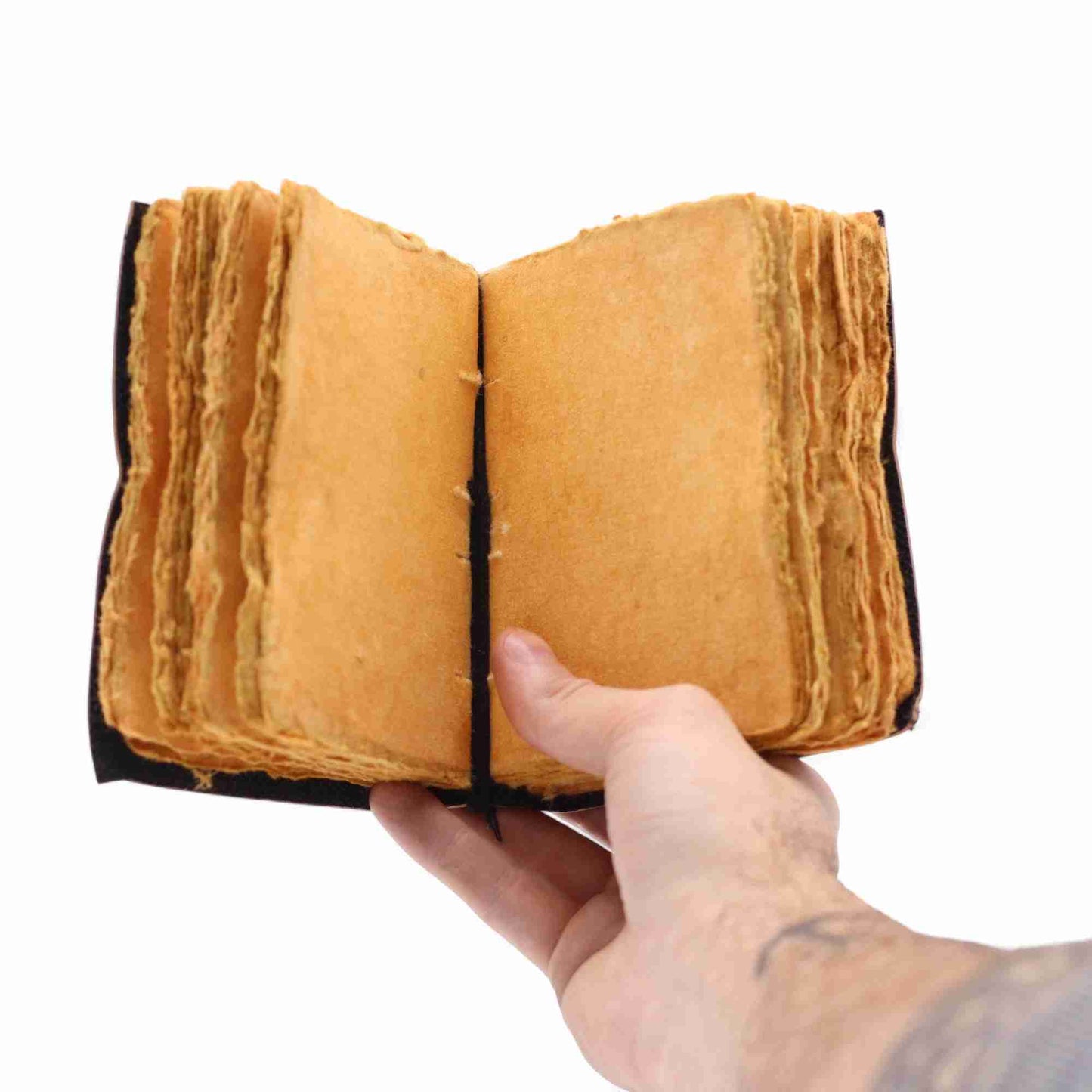 Fat Deckled Edge Leather Notebooks open view of pages