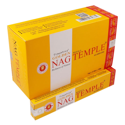 Vijayshree Golden Nag Temple incense sticks on a white background