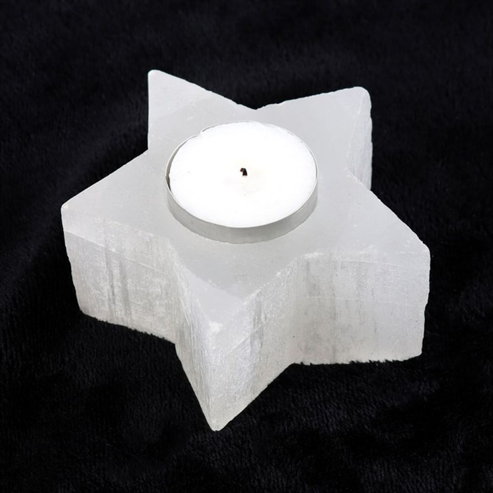 Selenite Star Tealight Candle Holder