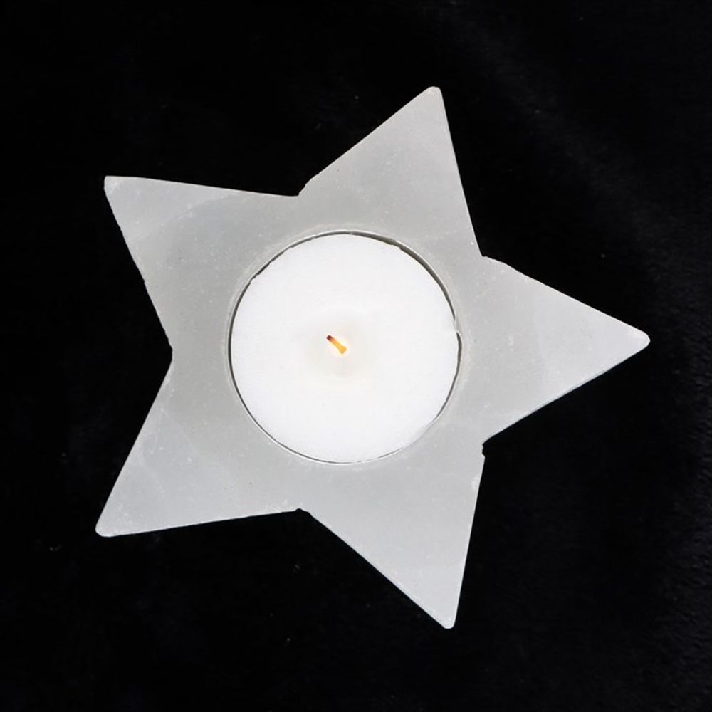 Selenite Star Tealight Candle Holder