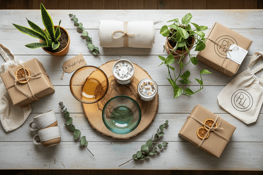 Various gift ideas placed on a table