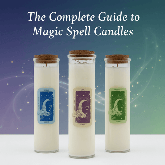 3 Magic Candles with Green / Blue background
