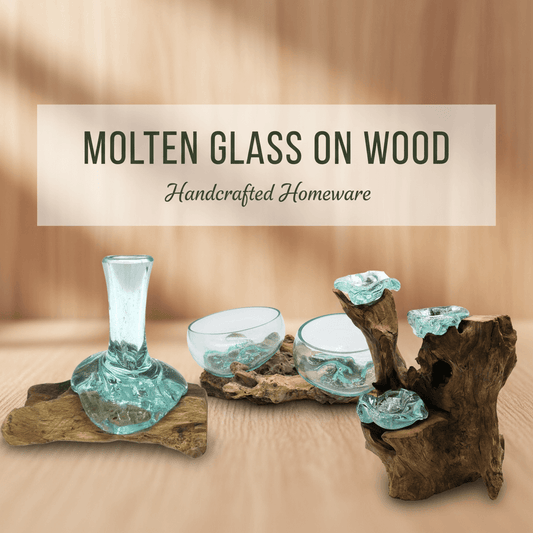  Molten Glass on Wood, bowls and tealight holder