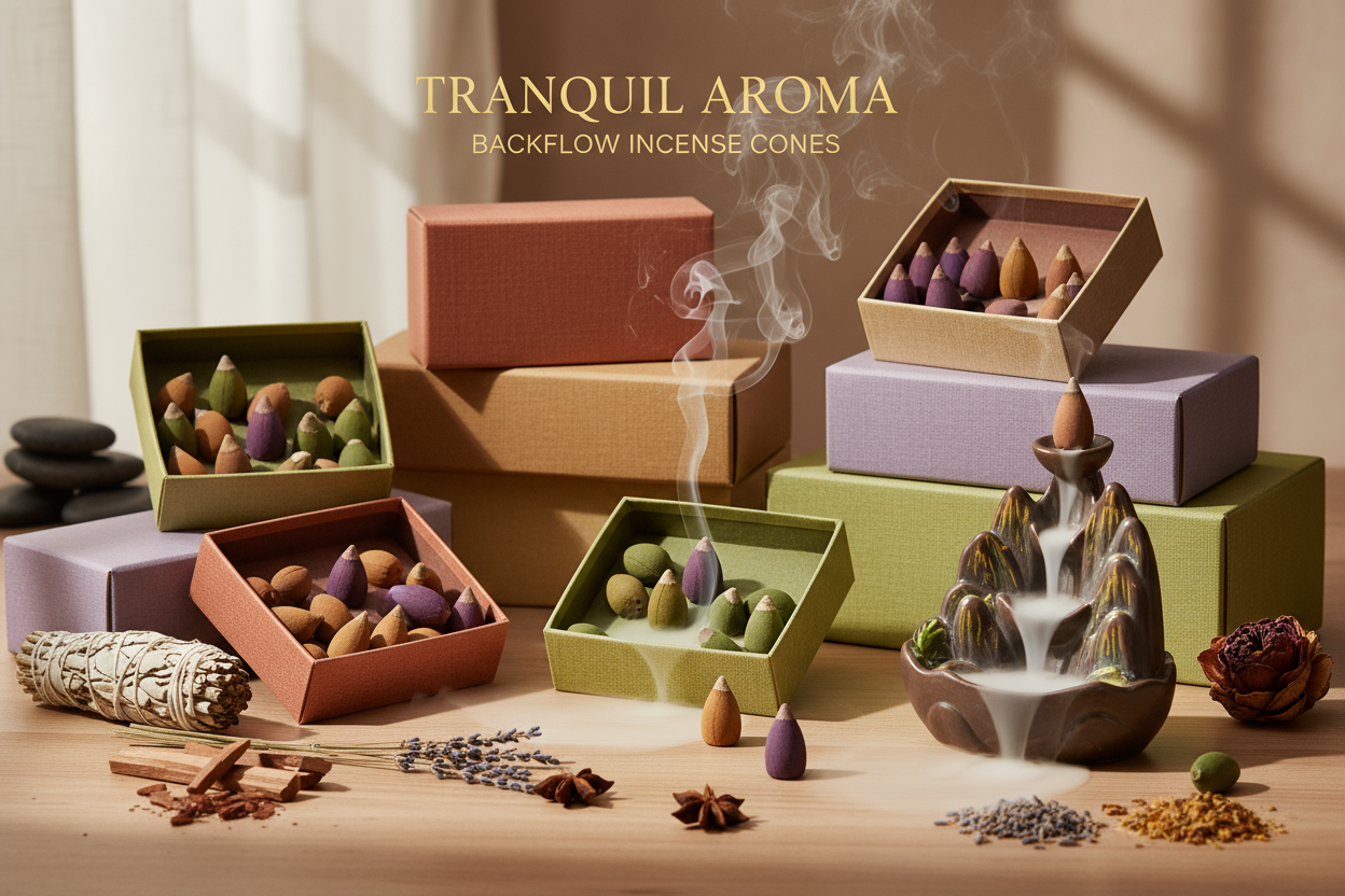 Backflow incense cones with aromatic smoke