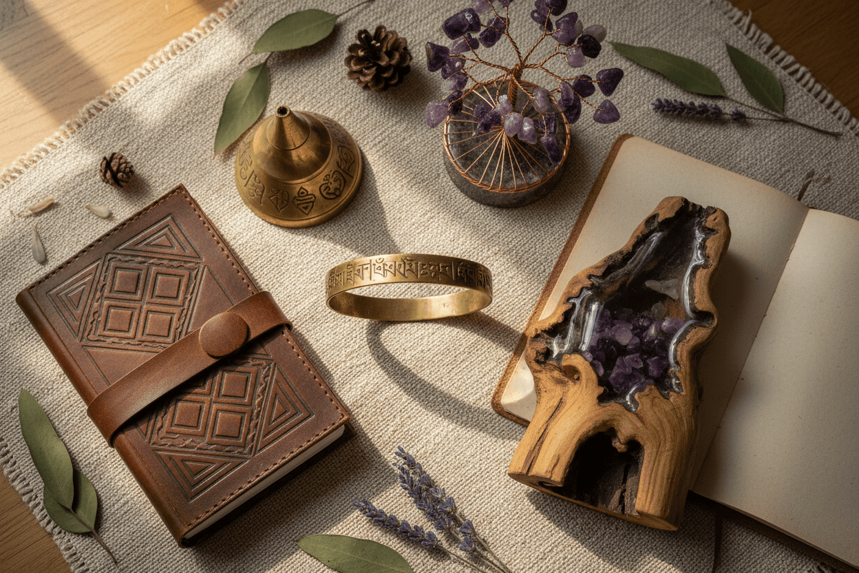 Handcrafted artisan gifts from around the world including Tibetan brass bracelets, Indian gemstone trees, antique incense holders and Balinese homeware