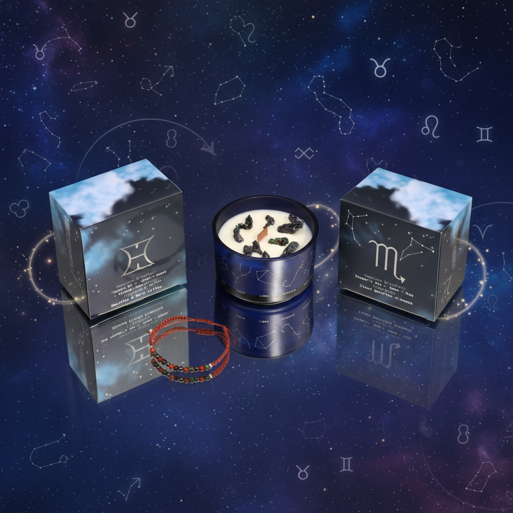 Zodiac Crystal Candles With Gemstone Bracelet