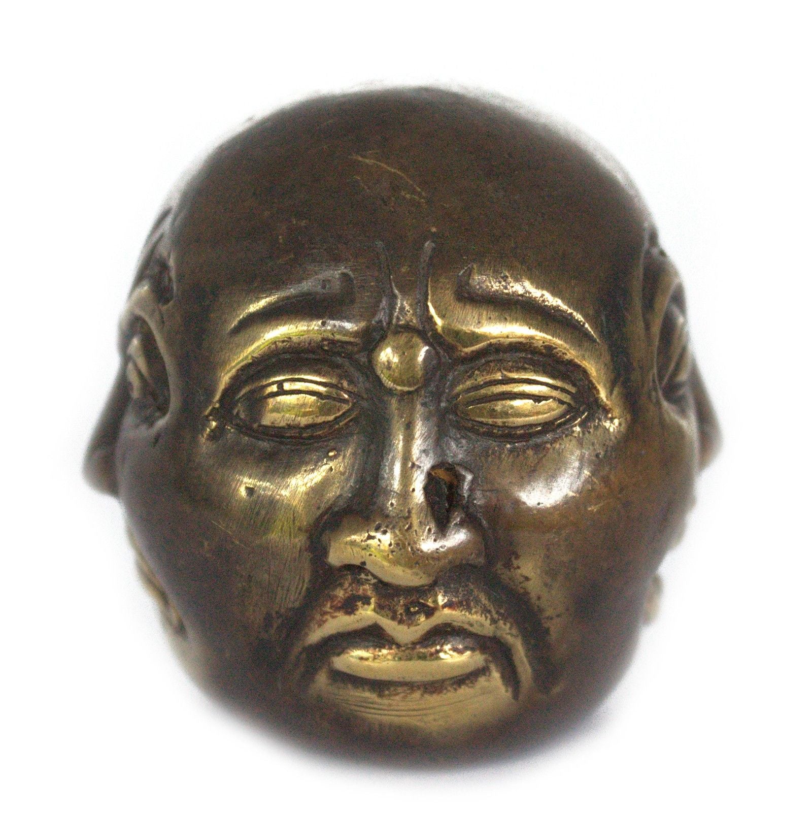 Brass Feng Shui Four-Face Buddha Figurine on a white background