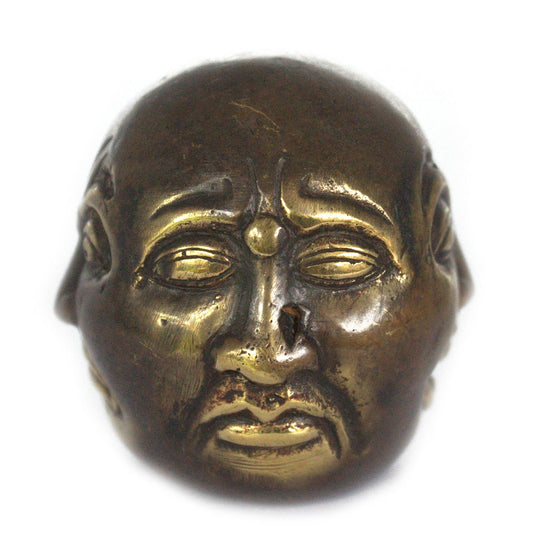 Brass Feng Shui Four-Face Buddha Figurine on a white background