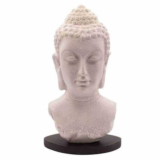 Buddha Bust Lamp Lavender Crackle on a white background