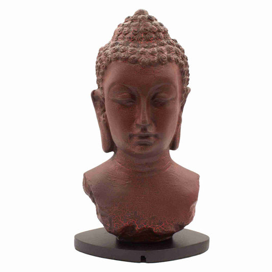 Buddha Bust Lamp Molton Lava on a white background.