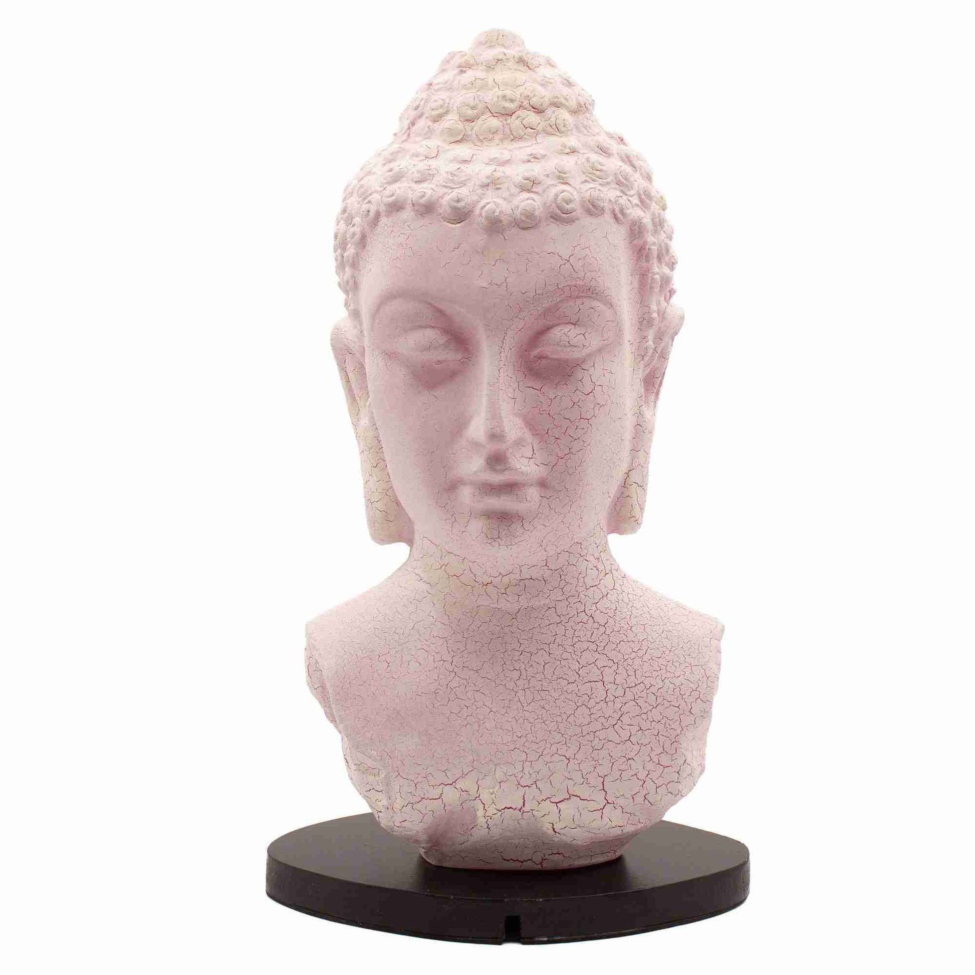 Cherry Crackle Buddha Bust Lamp on a white background