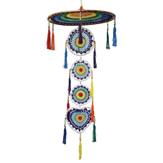 Extra Large Drama Dreamcatcher - Vivid Rainbow on a white background