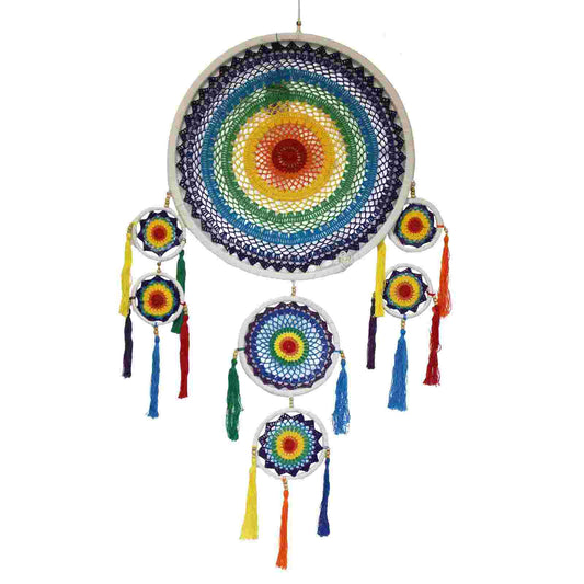Extra Large Dreamcatcher - Vivid Rainbow on a white background