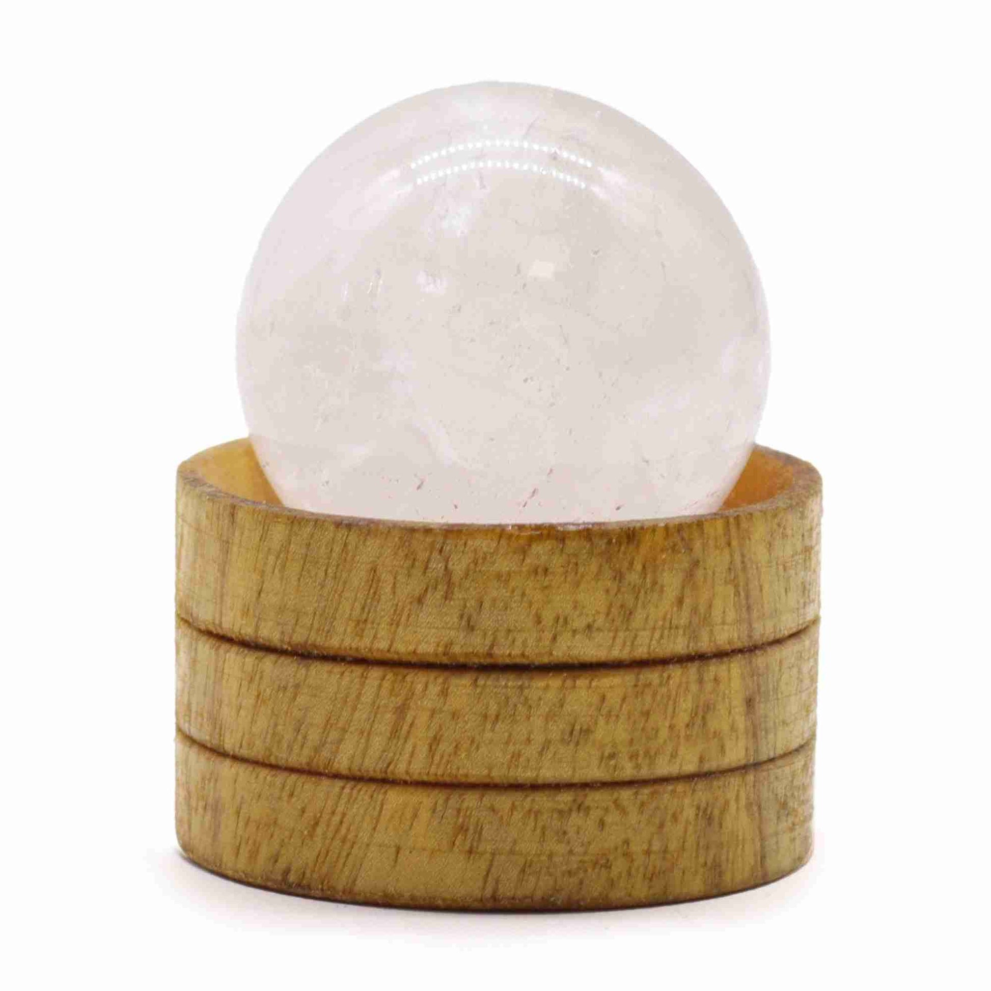 Gemstone Sphere 40mm - Clear Quartz with Stand on a white background