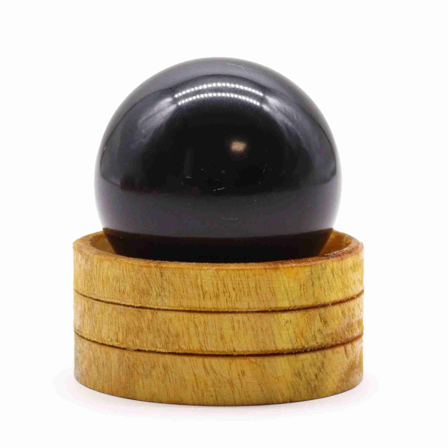 Gemstone Sphere 50mm - Tourmaline  with Stand on a white background