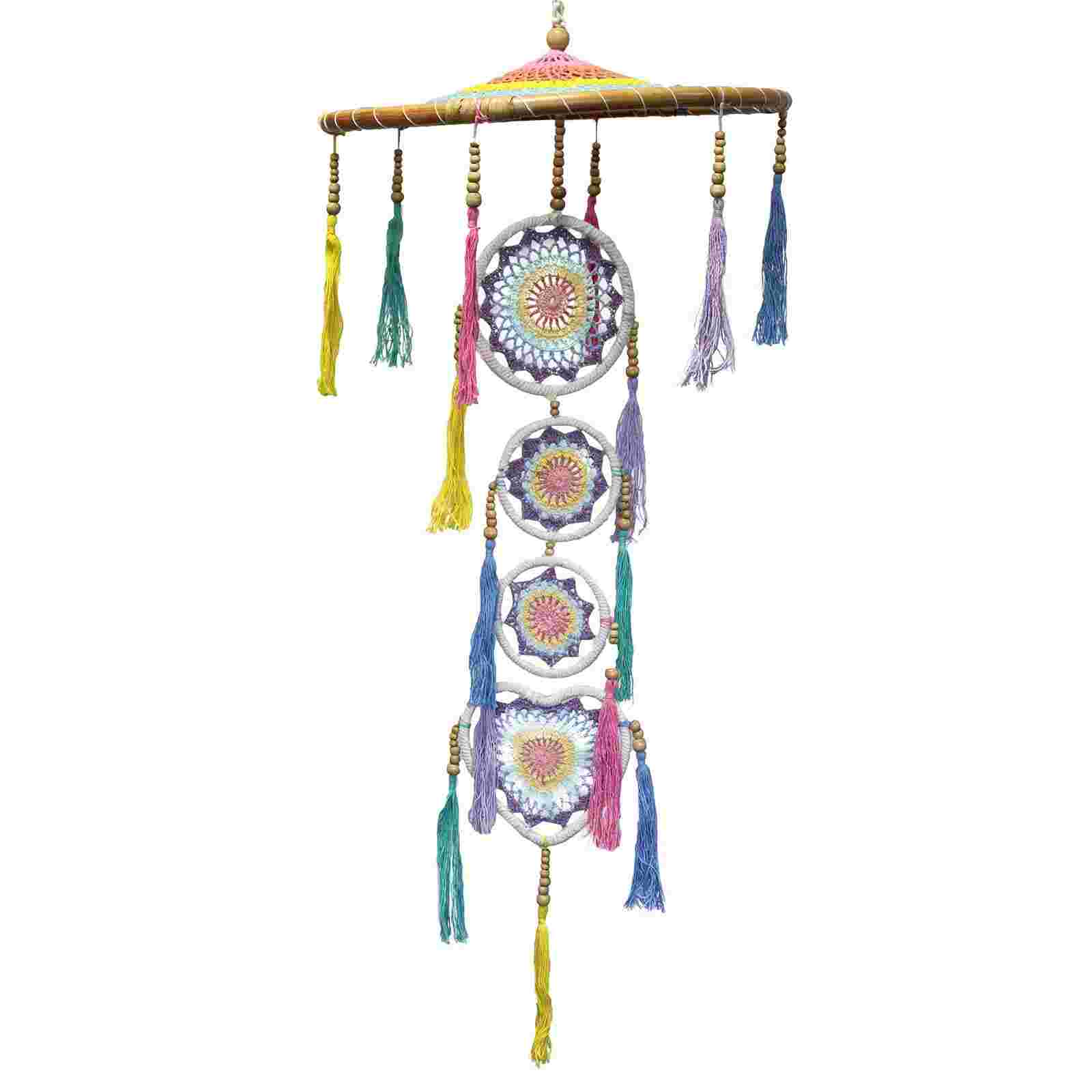 Large Drama Dreamcatcher - Pastel Rainbow on a white background