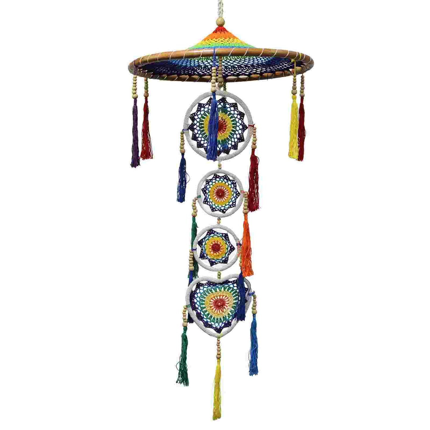 Large Drama Dreamcatcher - Vivid Rainbow on a white background