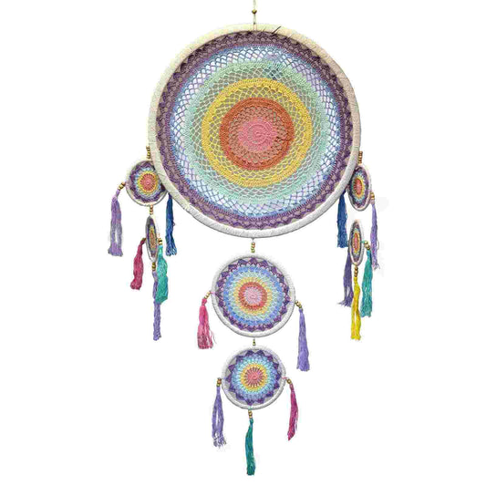Large Dreamcatcher (55cm) - Pastel Rainbow on a white background